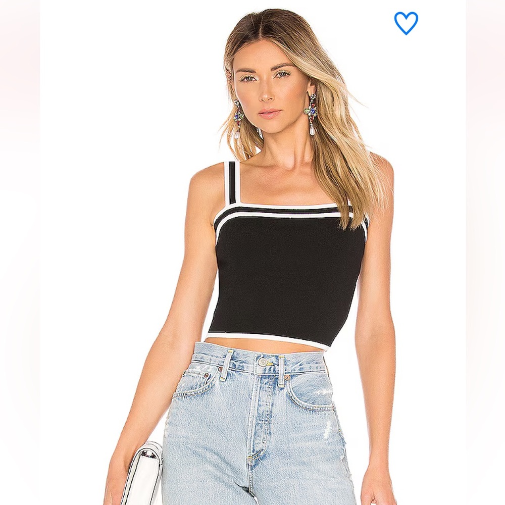 Superdown Black and White Striped Crop Top